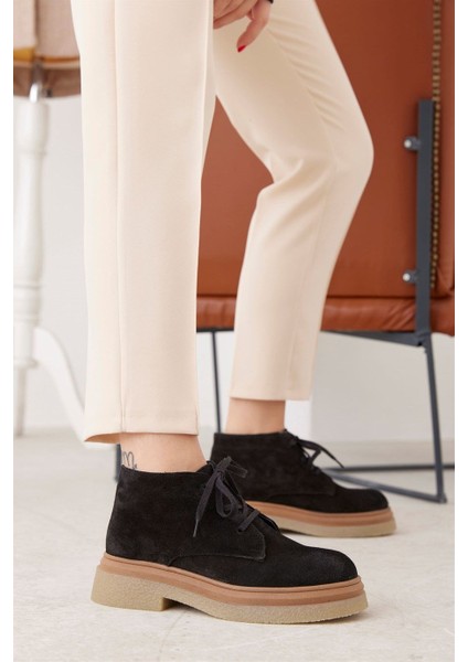 Marcela Siyah Süet Deri Kadın Bot