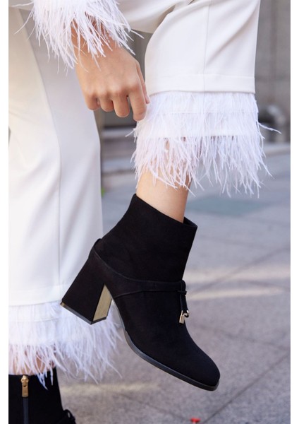 Debora Siyah Süet Kadın Topuklu Bot fiyatları