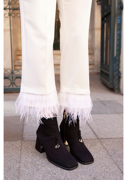 Debora Siyah Süet Kadın Topuklu Bot modelleri