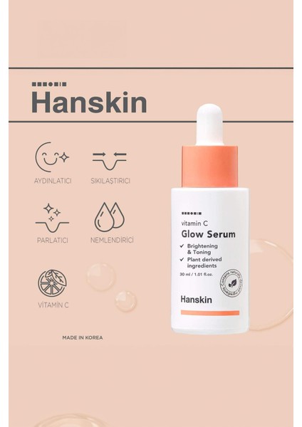 Vitamin C Glow Serum- C Vitaminli Aydınlatıcı Serum/%10 Askorbik Asit /Leke Giderici 30ml