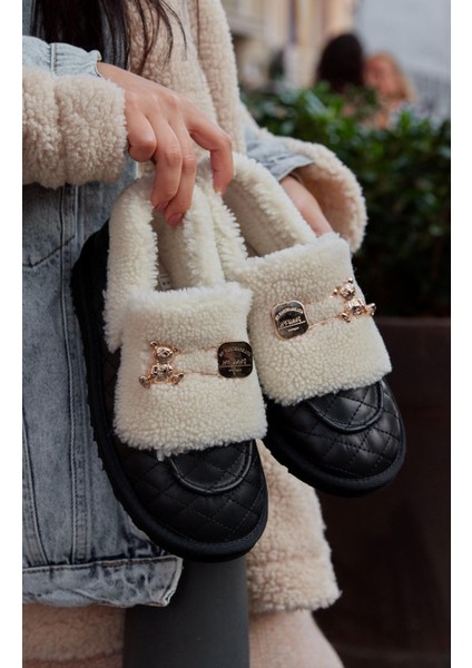 Winter Teddy Siyah Hakiki Deri Yünlü Kadın Bot fırsatları