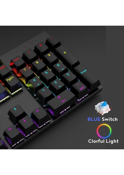 BLUE Switch Mekanik Gaming Oyuncu Klavyesi Colorfull Rgb Işıklı