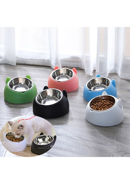 Shanhua Shop Beyaz-2 Tarzı 400ML Paslanmaz Çelik Kedi Kasesi Kaymaz Köpek Tabanı Kedi Maması Içme Suyu Besleyici Eğim Boyun Koruma Tabağı Evcil Hayvan Kasesi ml (Yurt Dışından)