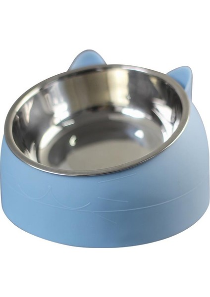 Mavi Stil 400ML Paslanmaz Çelik Kedi Kasesi Kaymaz Köpek Tabanı Kedi Maması Içme Suyu Besleyici Eğim Boyun Koruma Tabağı Evcil Hayvan Kasesi ml (Yurt Dışından)