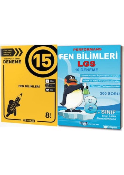 8. Sınıf Fen Bilimleri 15'li Deneme ve LGS Fen Bilimleri Performans 10'lu Branş Denemeleri