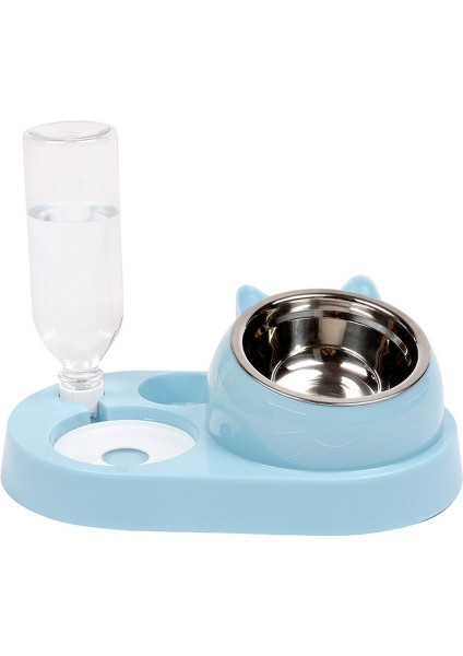 Mavi Stil Kedi Köpek Kase 15 Derece Eğim Yükseltilmiş Tasarım Evcil Hayvan Mama Kaseleri 500ML Su Şişesi Kedi Için Pet'e, Içecek ve Yiyecek Kaselerini Koruyun (Yurt Dışından)
