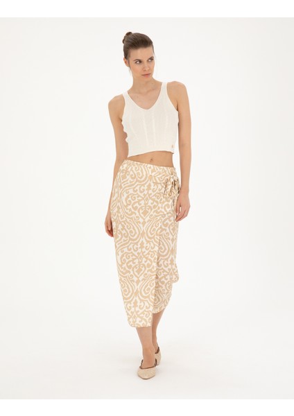 Kadın Bej A Kesim Dokuma Etek 50284025-VR011 modelleri