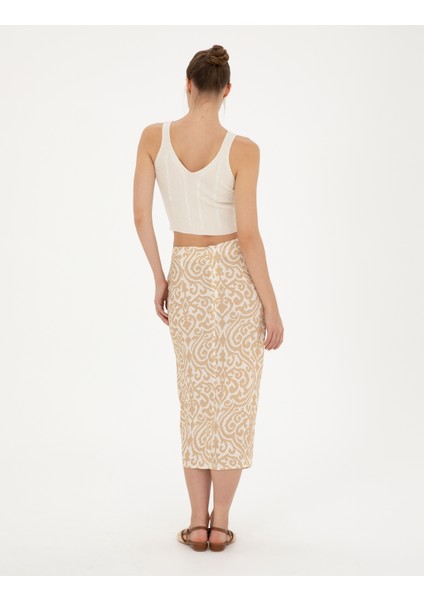 Kadın Bej A Kesim Dokuma Etek 50284025-VR011 fırsatları