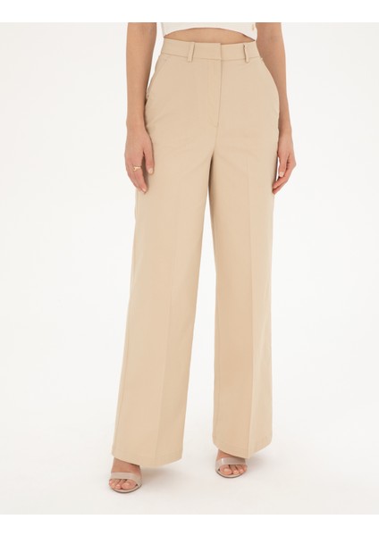 Kadın Bej Yüksek Bel Straight Fit Pantolon 50289786-VR011 fiyatları