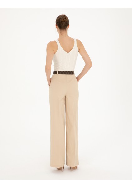 Kadın Bej Yüksek Bel Straight Fit Pantolon 50289786-VR011 fırsatları