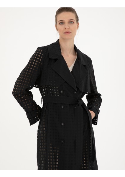 Kadın Siyah Regular Fit Trençkot 50282821-VR046 modelleri