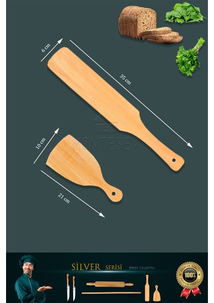 Silver Serisi Ahşap Hamur Açma Oklavası Merdanesi Lazbisa Mutfak Bıçak Börek Seti 6 Lı Slvset3 modelleri
