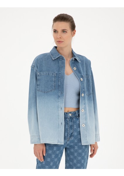 Kadın Mavi Comfort Fit Jean Ceket 50284216-VR036