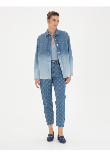 Kadın Mavi Comfort Fit Jean Ceket 50284216-VR036 fırsatları