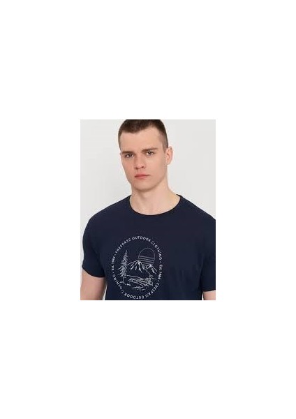 Erkek Glentress - Male Casual Prınted T-Shırt Navy T-Shırt MATOTSTR0059-0021