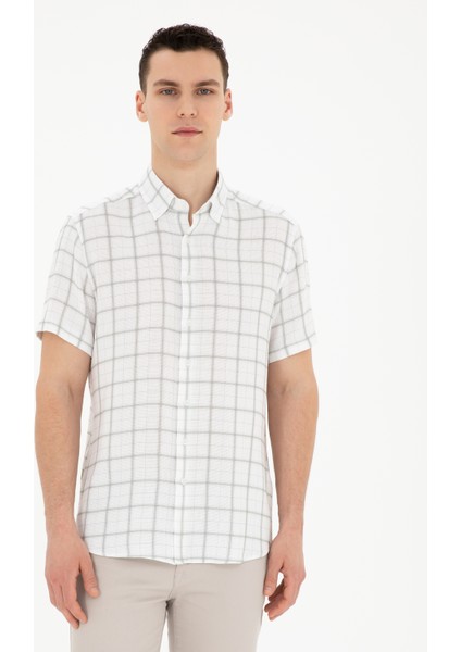 Erkek Yeşil Regular Fit Kısa Kollu Gömlek 50288567-VR016