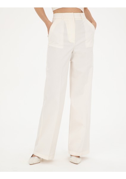 Kadın Beyaz Yüksek Bel Straight Fit Pantolon 50289786-VR013 fiyatları