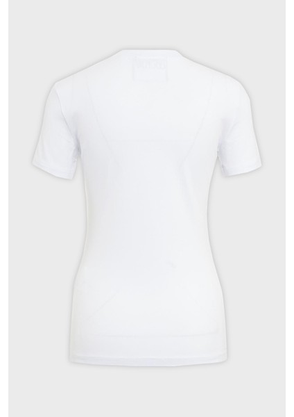 Logolu Pamuklu Bisiklet Yaka Slim Fit T Shirt Kadın T Shirt 76HAH6A8 J0020 003 fiyatları