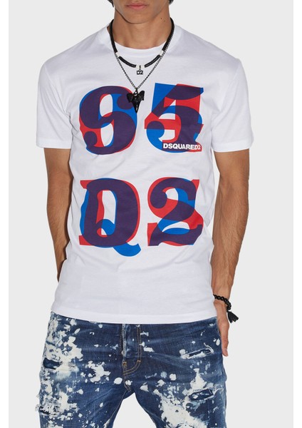 Logolu Bisiklet Yaka % 100 Pamuk Regular Fit T Shirt Erkek T Shirt S74GD1094 S23009 100