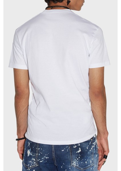 Logolu Bisiklet Yaka % 100 Pamuk Regular Fit T Shirt Erkek T Shirt S74GD1094 S23009 100
