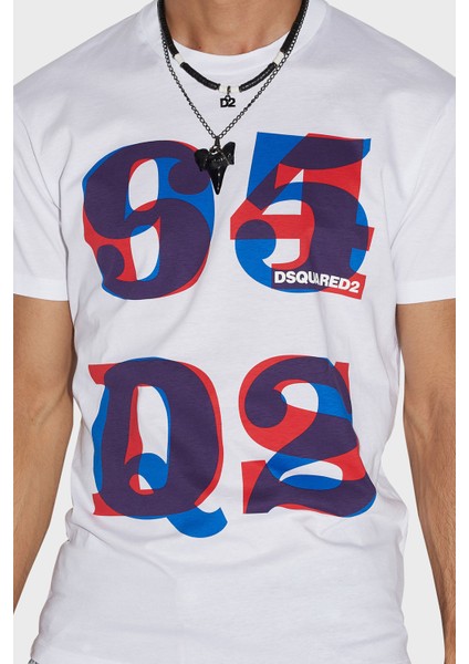 Logolu Bisiklet Yaka % 100 Pamuk Regular Fit T Shirt Erkek T Shirt S74GD1094 S23009 100