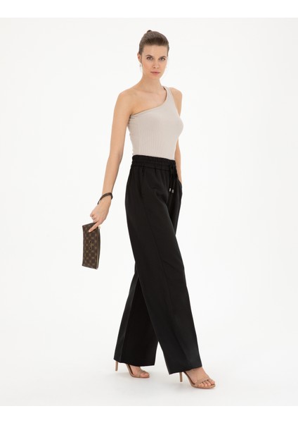 Kadın Siyah Yüksek Bel Wideleg Pantolon 50284523-VR046 modelleri
