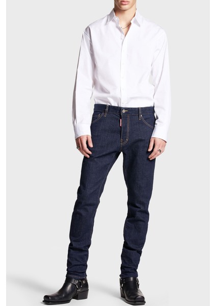 Dark Rinse Wash Streç Pamuklu Slim Fit Cool Guy Jeans Erkek Kot Pantolon S74LB1134 S30664 470