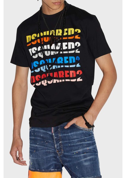 Logolu % 100 Pamuk Bisiklet Yaka Regular Fit T Shirt Erkek T Shirt S74GD1092 S23009 900
