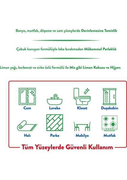 Mr Valet Yüzey Temizlik Havlusu Limon Yağı Özü-Beyaz Sirke-Karbonat