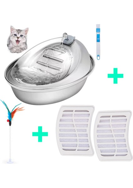 E Stili 2l Paslanmaz Çelik Pet Kedi Su Çeşmesi 2l Otomatik Kedi Içme Çeşmesi Kapalı Köpekler Kuşlar ve Küçük Hayvanlar Su Sebili (Yurt Dışından) fiyatları