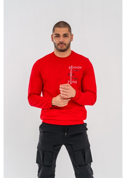 Sweatshırt Basıc - 902 - B04 - Kırmızı