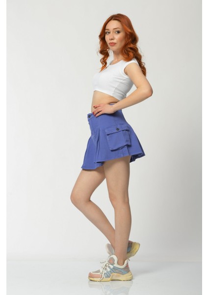 Kargo Cepli Denim Mini Etek - Mor Mor - 29 indirimleri