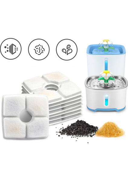 Kutu Stili ile 6 Adet Kare Kedi Çeşmesi Aktif Karbon Filtre Paketi Pet Içme Çeşmesi Su Sebili Için Dolum Yedek Filtreler (Yurt Dışından) fiyatları