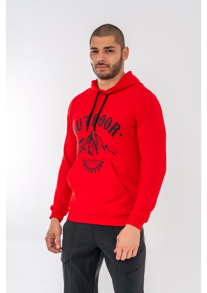 Sweatshırt Kapşonlu - 904 - B11 - Kırmızı