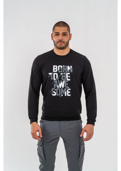 Sweatshırt Basıc - 902 - B21 - Siyah