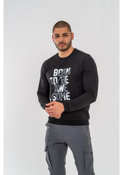 Sweatshırt Basıc - 902 - B21 - Siyah