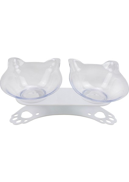 Şeffaf Stil Kedi Çift Kase Kedi Kase Köpek Kase Kaymaz Yükseltilmiş Standlı Mama Kasesi Kedi Besleme ve Sulama Malzemeleri Köpek Besleyici Evcil Hayvan Malzemeleri (Yurt Dışından)