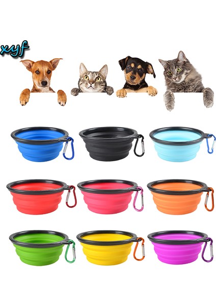 Shanhua Shop Sarı Stil 350 ml L Pet Köpek Kase Büyük Katlanabilir Kedi Su Kase Katlanır Silikon Açık Seyahat Taşınabilir Köpek Maması Konteyner Besleyici Çanak (Yurt Dışından)