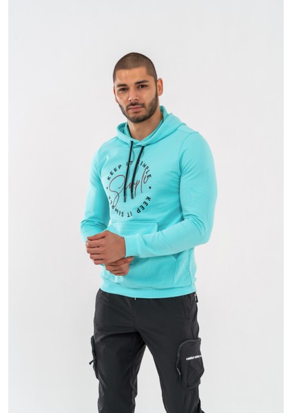 Sweatshırt Kapşonlu - 904 - B38 - Su Yeşili