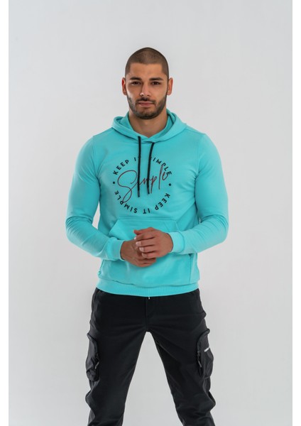 Sweatshırt Kapşonlu - 904 - B38 - Su Yeşili