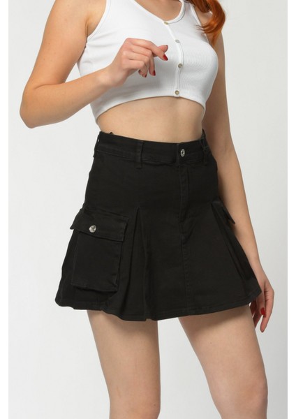 Kargo Cepli Denim Mini Etek - Siyah Siyah - 30 indirimleri