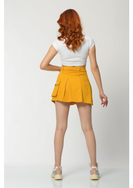 Kargo Cepli Denim Mini Etek - Hardal Hardal - 26 fırsatları