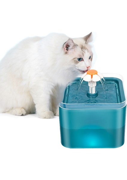 Mavi Stil USB Fişi LED Aydınlatmalı Otomatik Kedi Içme Çeşmesi Taze Temiz Su Için Devridaim Filtrelemeli USB Pet Su Sebili (Yurt Dışından)