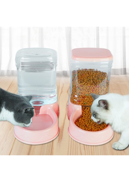 Pembe Yemek Tarzı Kedi Besleyici ve Tiryakisi Otomatik Kedi Maması Dağıtıcı Su Kaseleri Kediler Için Büyük Kapasiteli Yerçekimi Otomatik Besleyiciler (Yurt Dışından) fiyatları