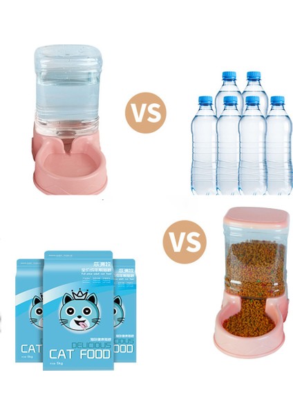 Pembe Yemek Tarzı Kedi Besleyici ve Tiryakisi Otomatik Kedi Maması Dağıtıcı Su Kaseleri Kediler Için Büyük Kapasiteli Yerçekimi Otomatik Besleyiciler (Yurt Dışından) indirimleri