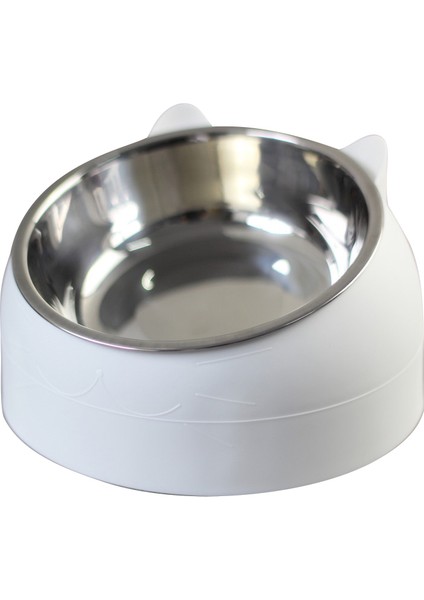 Beyaz Stil 400ML Köpek Kedi Kase Kedi Besleyici 15 Derece Yükseltilmiş Pet Gıda Tiryakisi Kediler Köpekler Için Kaseler Paslanmaz Çelik Köpek Köpek Kase Pet Aksesuarları (Yurt Dışından)
