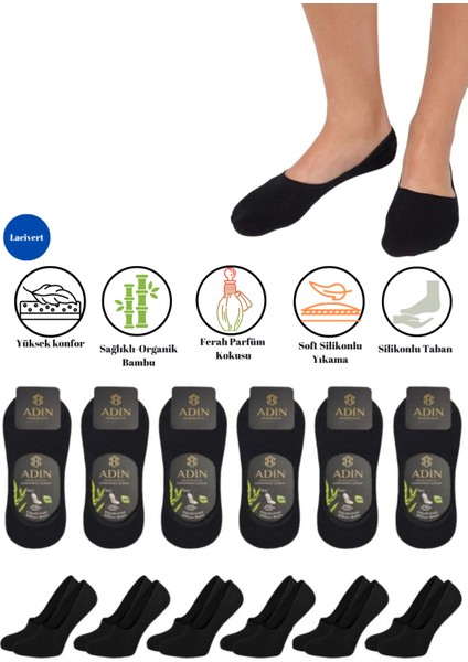 Premium Natural Socks 6'lı Bambu Siyah Babet Çorap (Yıkamalı)(Imalattan)