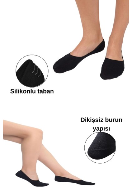 Premium Natural Socks 6'lı Bambu Siyah Babet Çorap (Yıkamalı)(Imalattan)