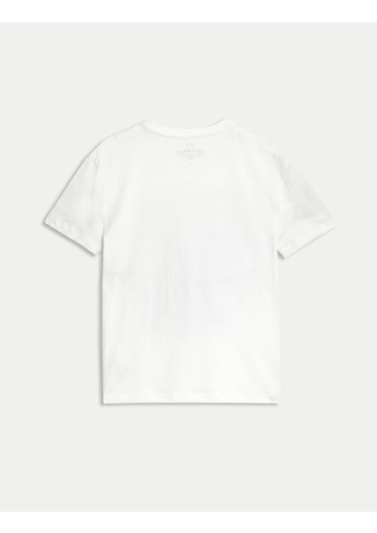 Saf Pamuklu Kısa Kollu Desenli T-Shirt
