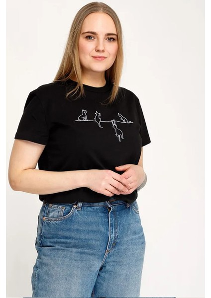 Only Trendwear Unisex Kedi Baskılı Oversize Tshirt fiyatları